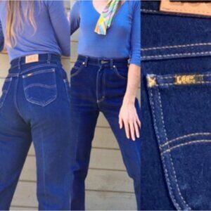 Vintage 70's Lee Union Made 4 Pocket Western Dark Wash Jeans Ultra High Rise 30